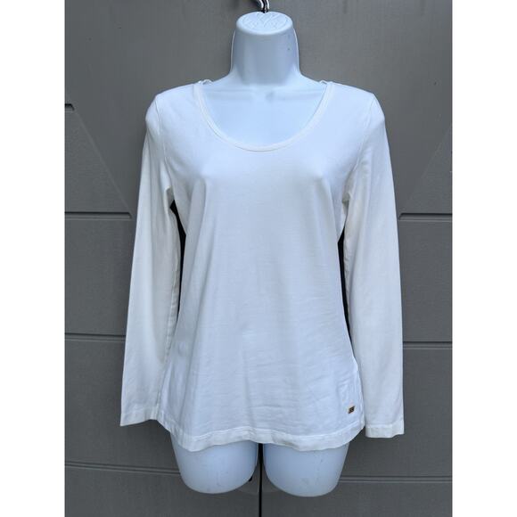 Escada Sport Basic T-shirt long sleeves Ivory Sz S Quiet Luxury Minimalist Luxe - Picture 3 of 14